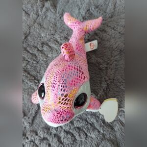 Ty Beanie Boo Sparkles Pink Multicolor Sequin Fish Plush